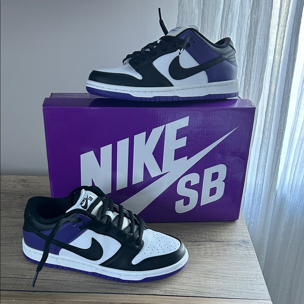 Nike SB Black, White, and Purple Athletic Shoes